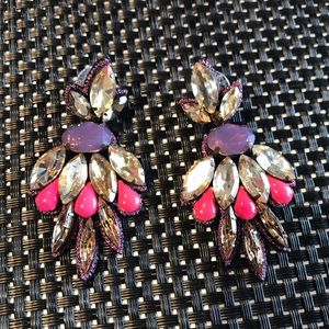 💕Deepa Gurnani Fushia, Gold and Amethyst Earrings
